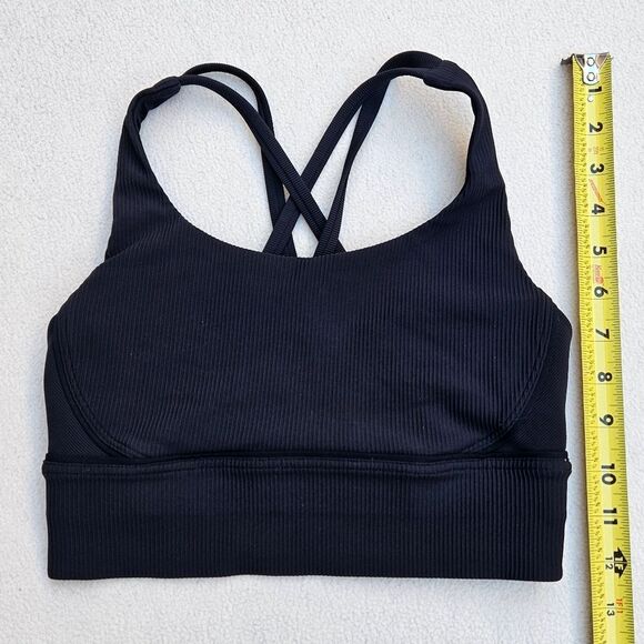 Lululemon Energy Black Longline Ribbed Sports Bra - Picture 2 of 9